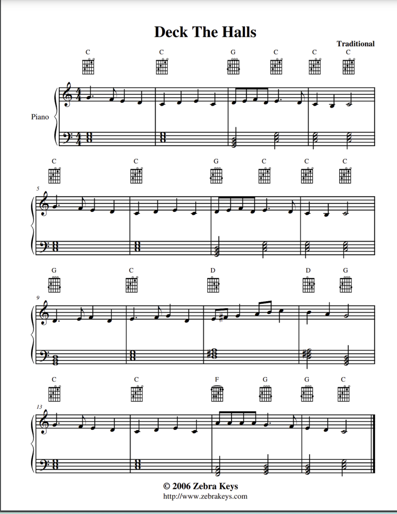 deck_the_halls_free_sheet_music_Zebrakeys